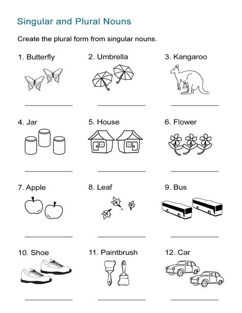 singular and plural nouns exercises